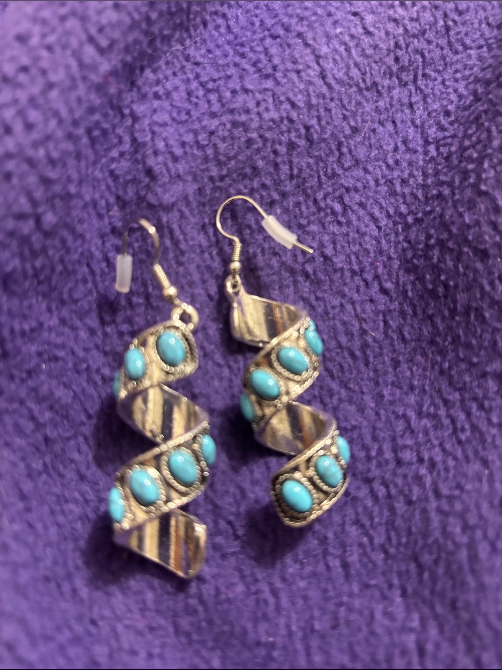 Turquoise Spiral Drop Earrings - Unbranded